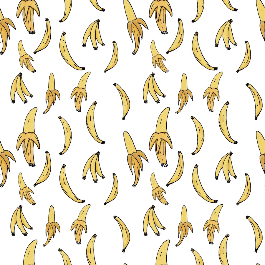 A pattern of hand-drawn bananas