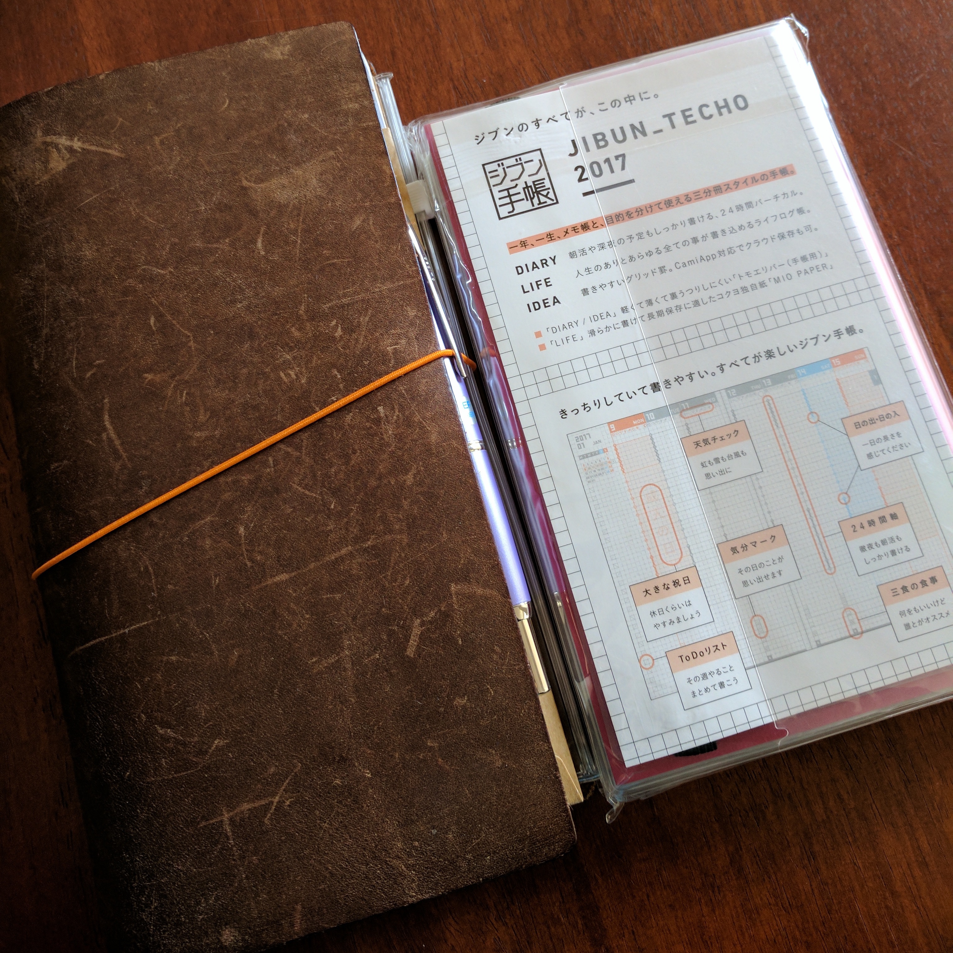 Jibun Techo mini next to Regular Traveler's Company Notebook