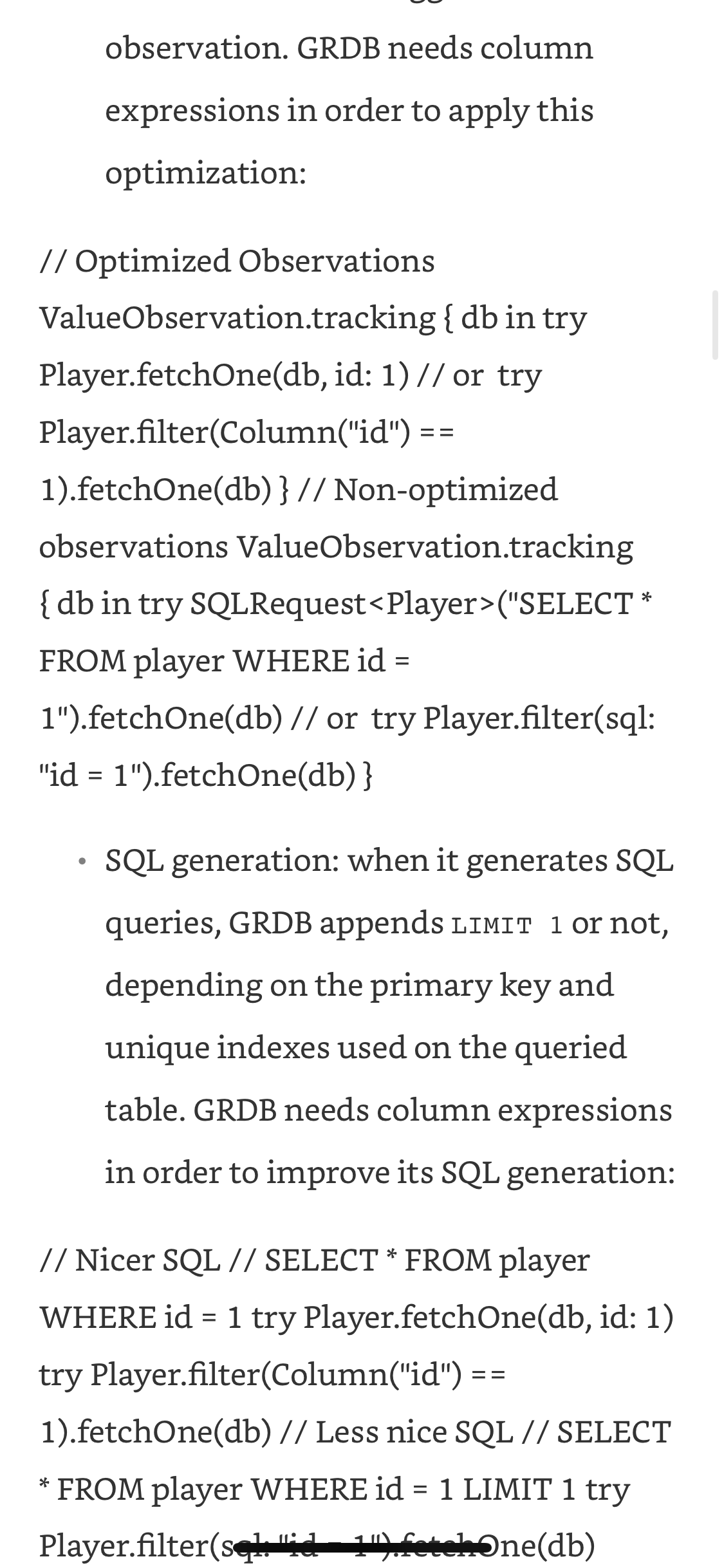 Matter failed to render code blocks correctly if they started with a comment.