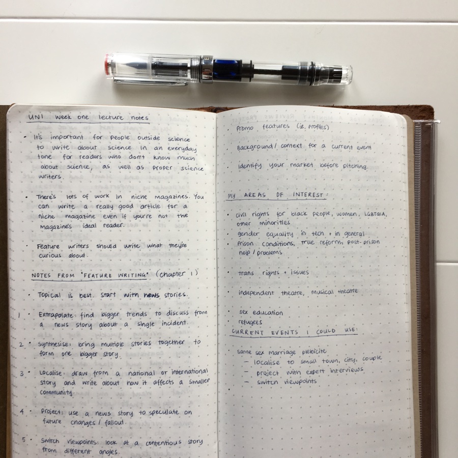 More notes in Traveler's Notebook