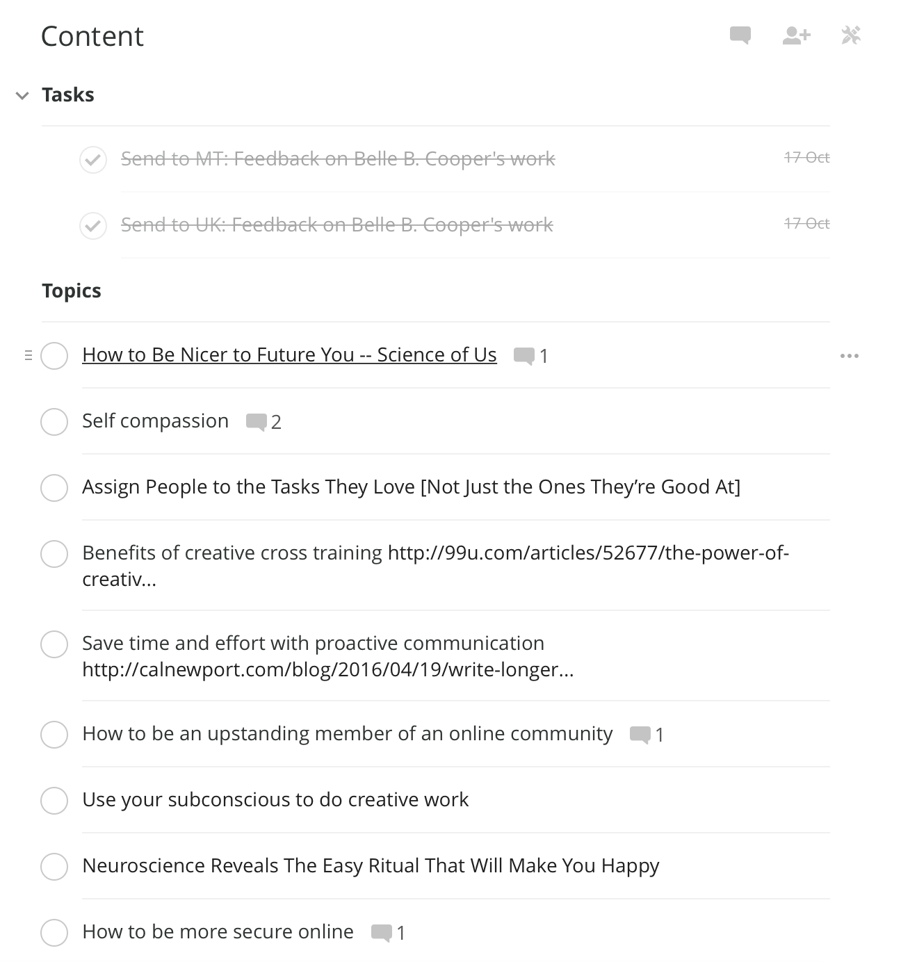 Todoist content topics