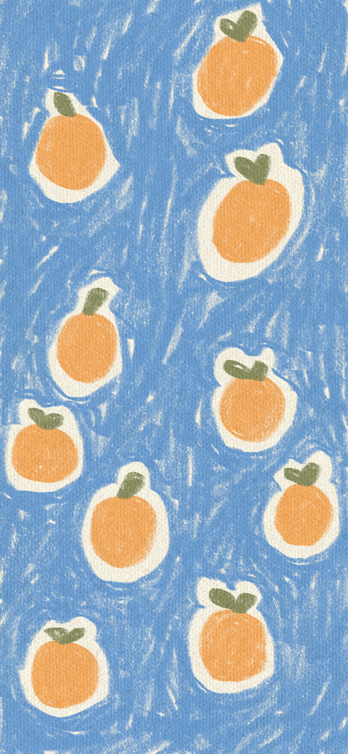Wallpaper with oranges on blue background